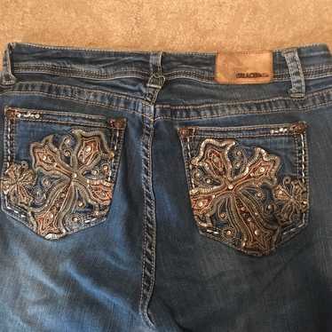 grace in la bedazzled brown cross bootcut jeans - image 1