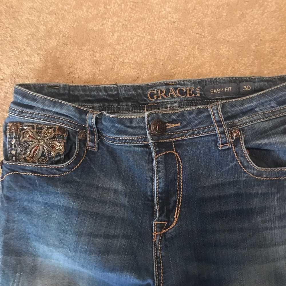 grace in la bedazzled brown cross bootcut jeans - image 4