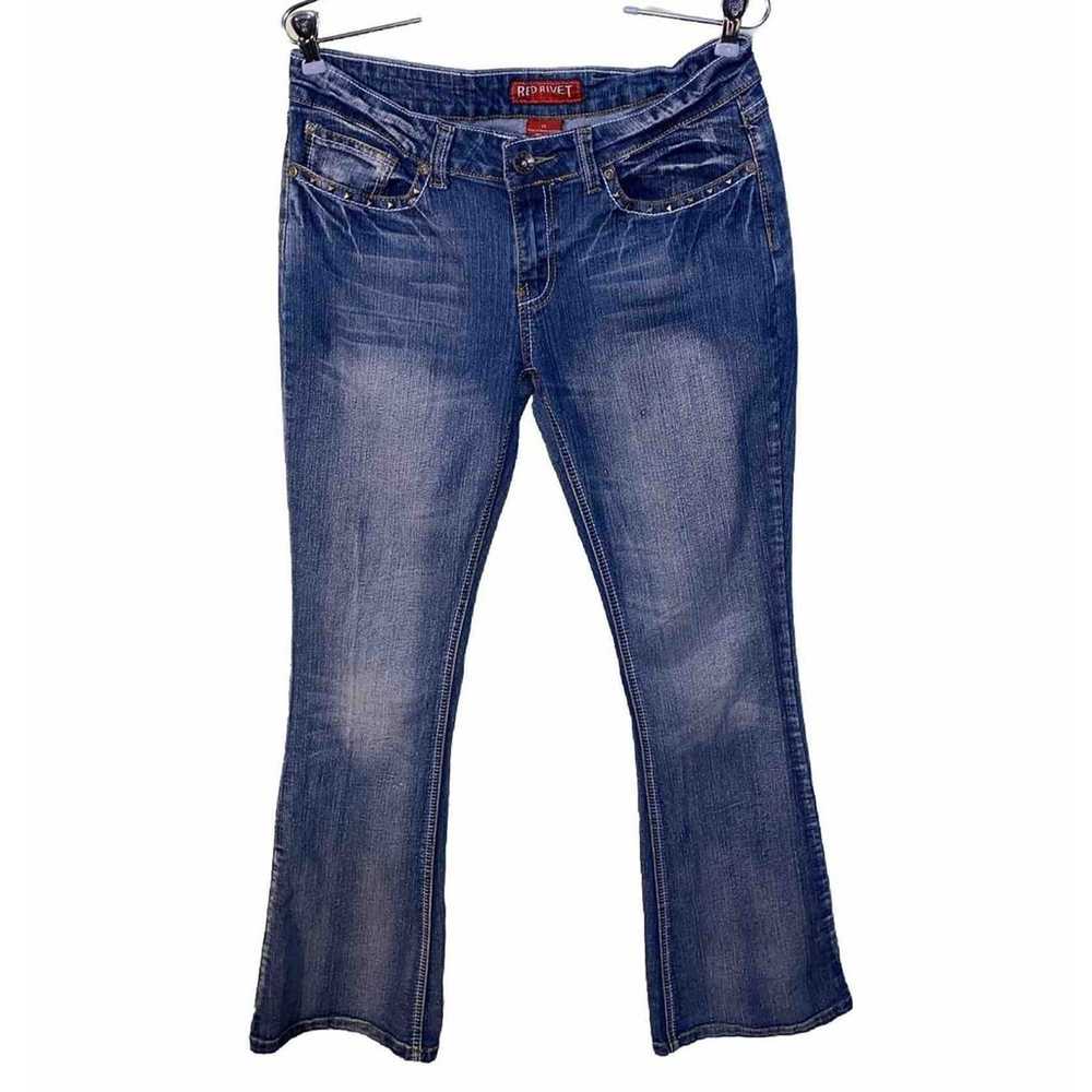 Red Rivet Stretch Denim Skinny Low Rise Jeans VIN… - image 1