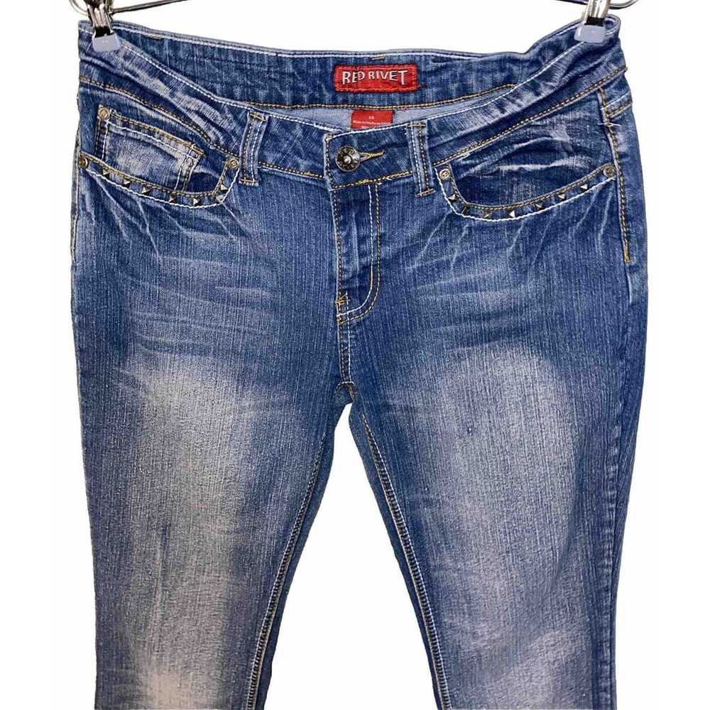 Red Rivet Stretch Denim Skinny Low Rise Jeans VIN… - image 2