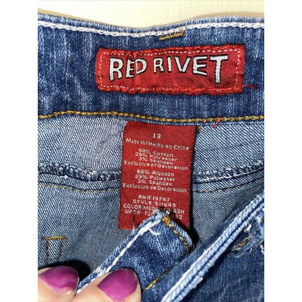 Red Rivet Stretch Denim Skinny Low Rise Jeans VIN… - image 4