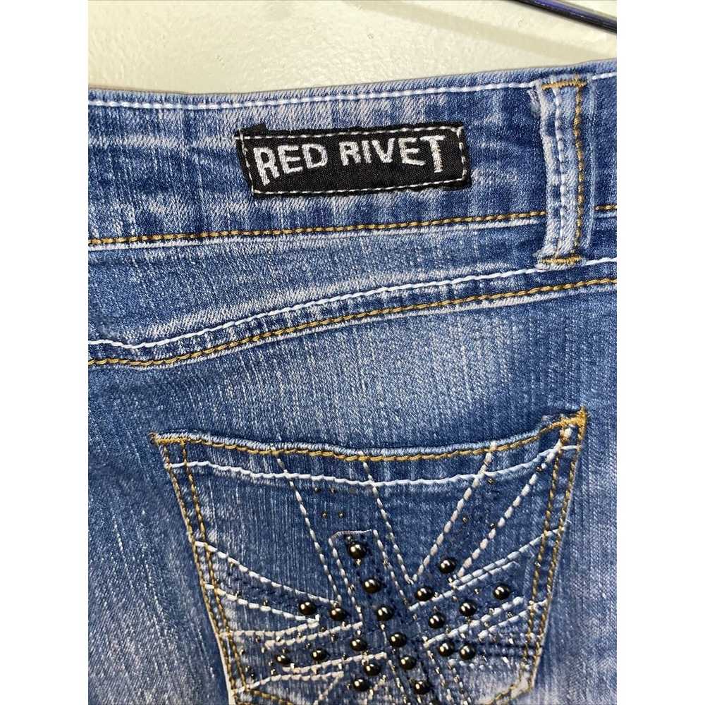 Red Rivet Stretch Denim Skinny Low Rise Jeans VIN… - image 6