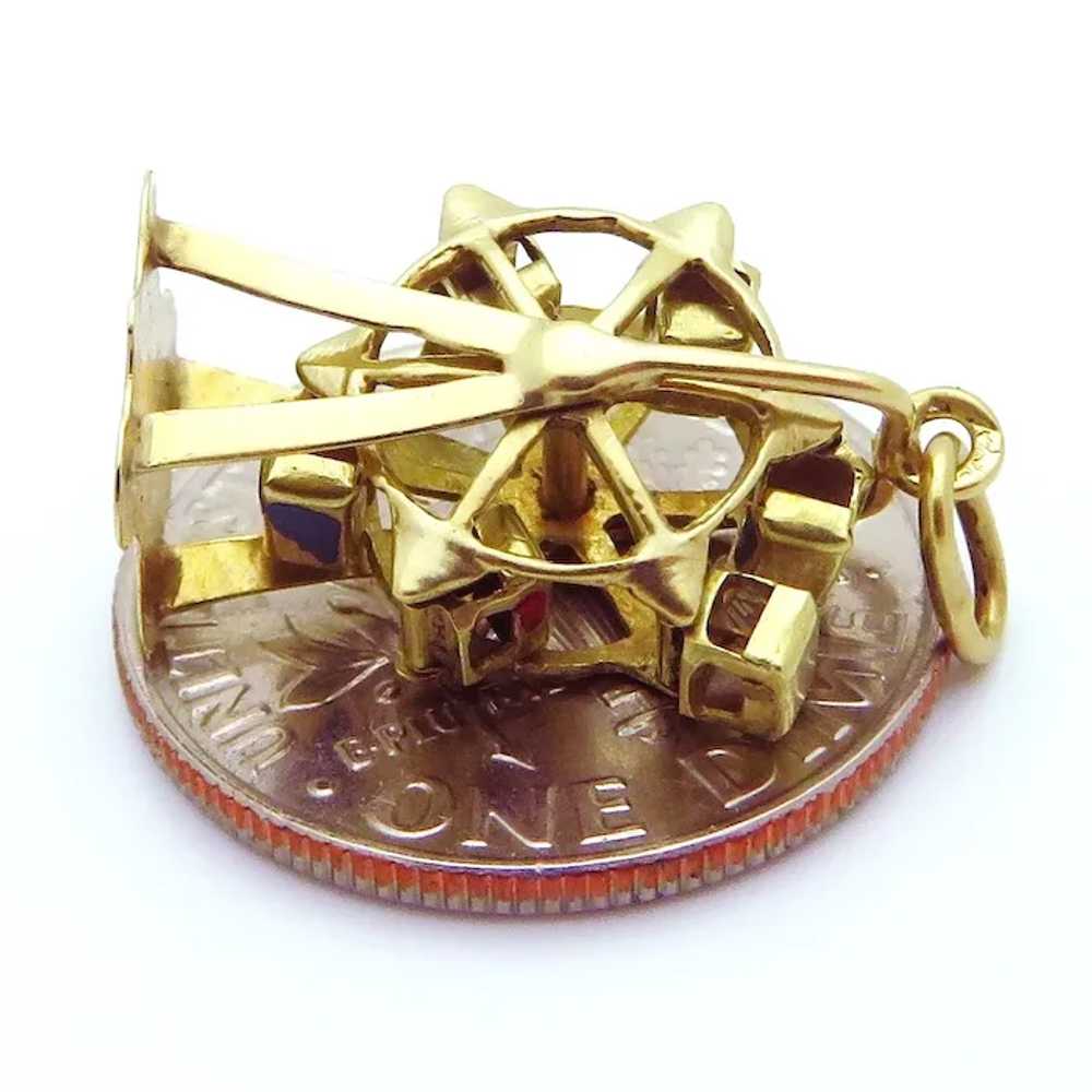 Vintage 14K Gold 3D Movable Ferris Wheel Charm Au… - image 4