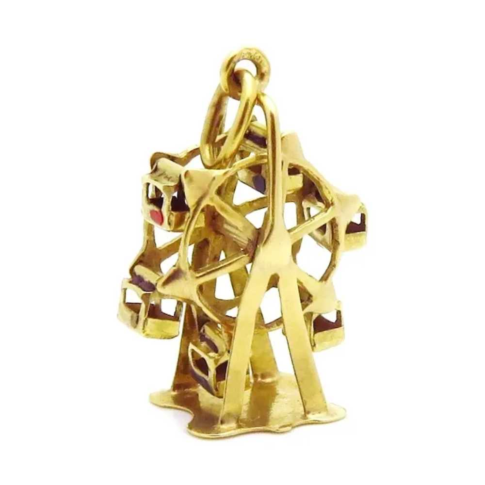 Vintage 14K Gold 3D Movable Ferris Wheel Charm Au… - image 5