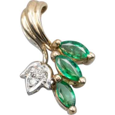 Botanical Marquise Cut Emerald and Diamond Pendant