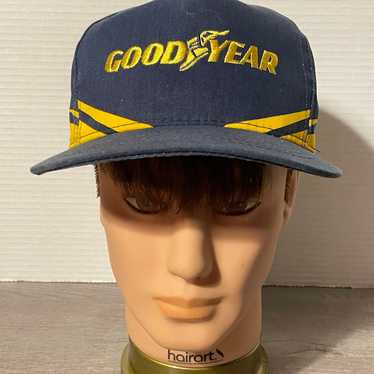 Vintage Goodyear Hat Trucker Cap Blue Yellow - image 1