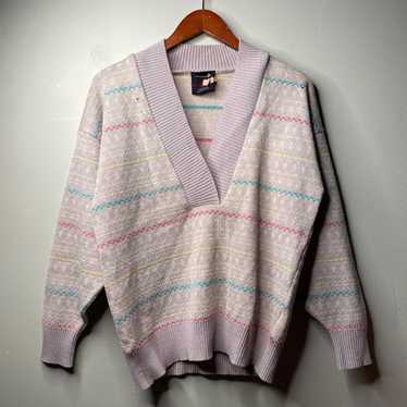 Vintage Vintage Grey Wool V Neck Sweater - image 1