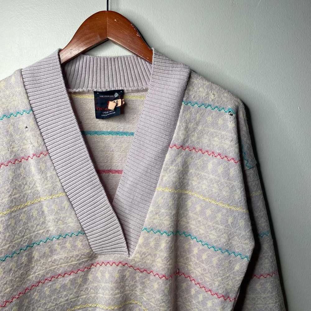 Vintage Vintage Grey Wool V Neck Sweater - image 3