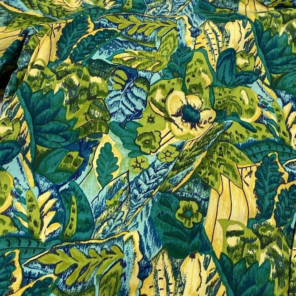 Vintage Hawaiian Floral Button Up Shirt Size L Go… - image 12