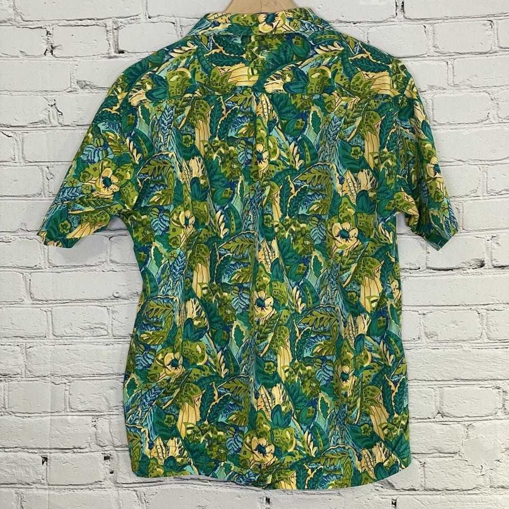 Vintage Hawaiian Floral Button Up Shirt Size L Go… - image 2