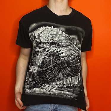 Vintage Eagle All Over Print Shirt Nature Tee Bla… - image 1