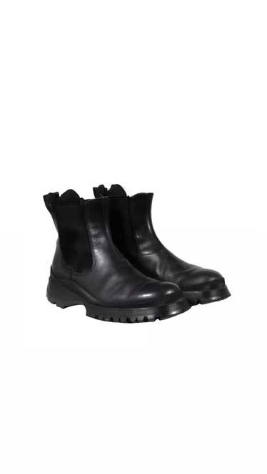 Prada Brixxen Chelsea Boots Black Leather Mid Top 