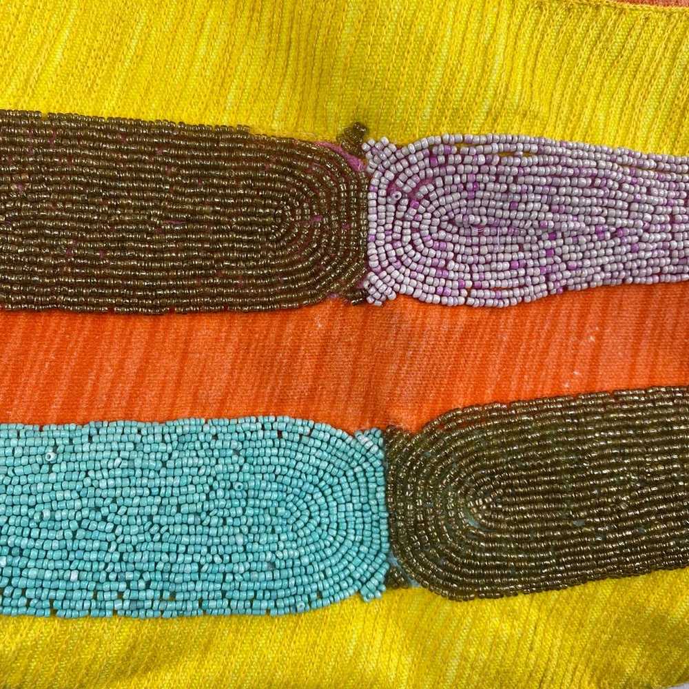 Boho Beaded Embroidered Beach Bag Tote Geometric … - image 3