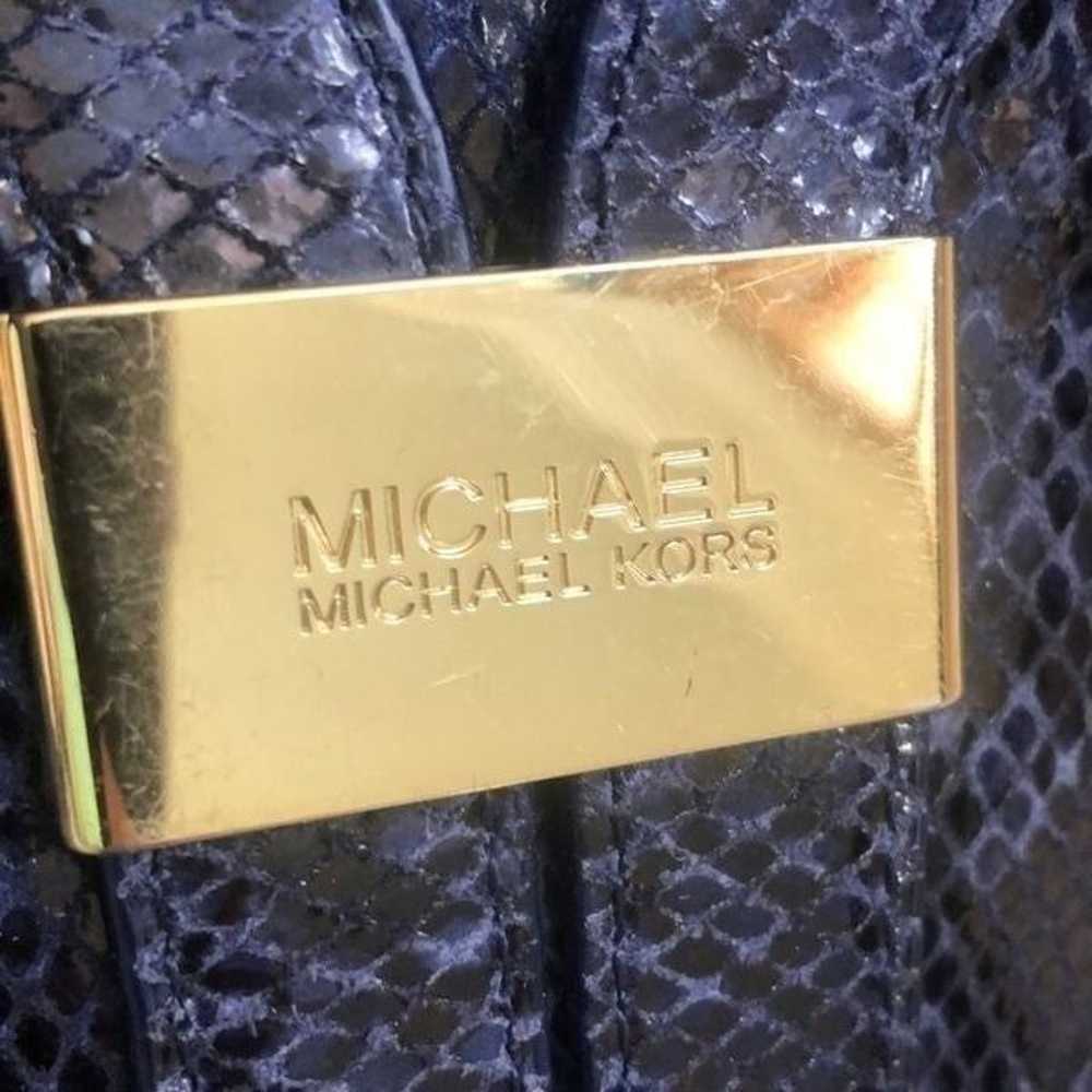 Michael Kors Blue Python Embossed Studded Leather… - image 5