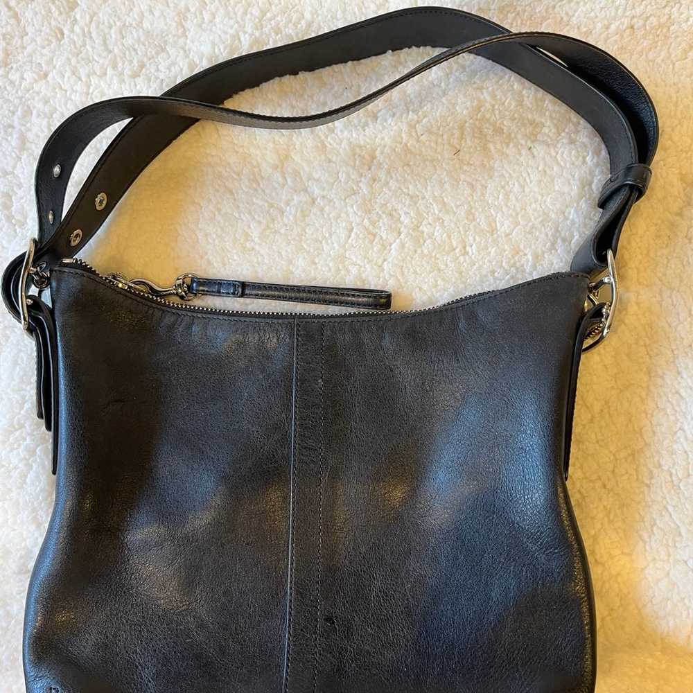 Coach black leather purse hobo shoulder bag cross… - image 2