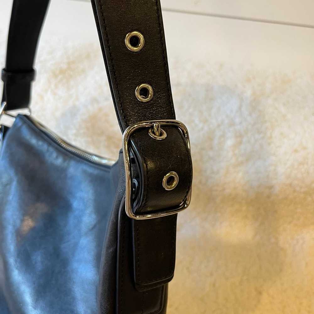 Coach black leather purse hobo shoulder bag cross… - image 3
