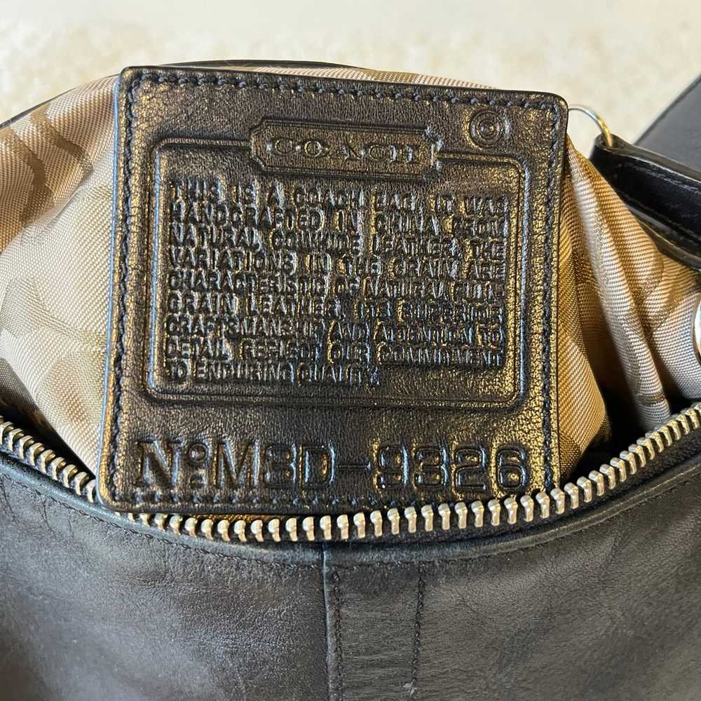 Coach black leather purse hobo shoulder bag cross… - image 6