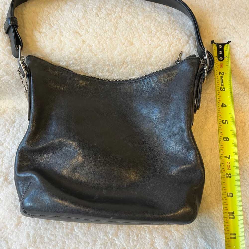 Coach black leather purse hobo shoulder bag cross… - image 8
