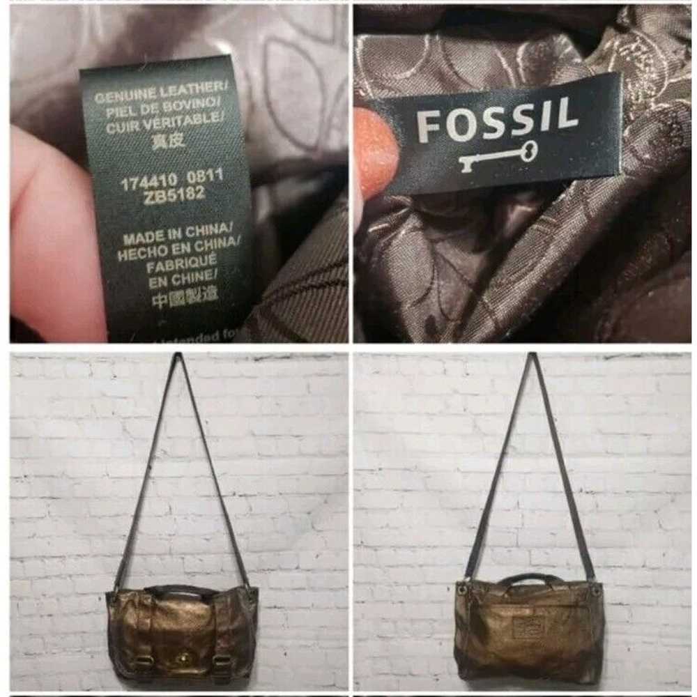 Fossil Messenger Bag Leather Large Flap Over Meta… - image 10