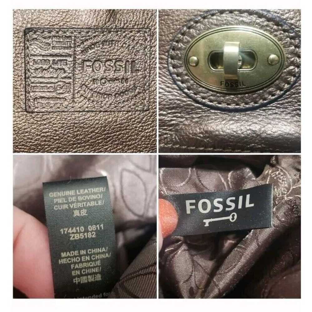 Fossil Messenger Bag Leather Large Flap Over Meta… - image 12