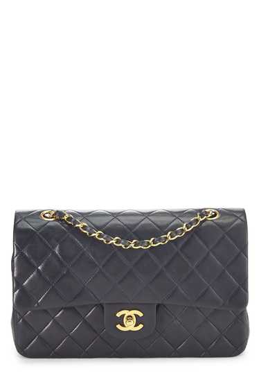 Navy Quilted Lambskin Classic Double Flap Medium
