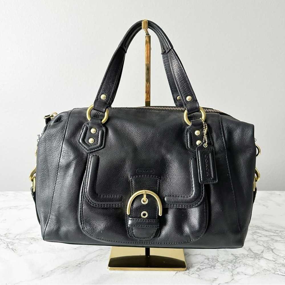 Coach Campbell Smooth Black Leather Satchel Conve… - image 1