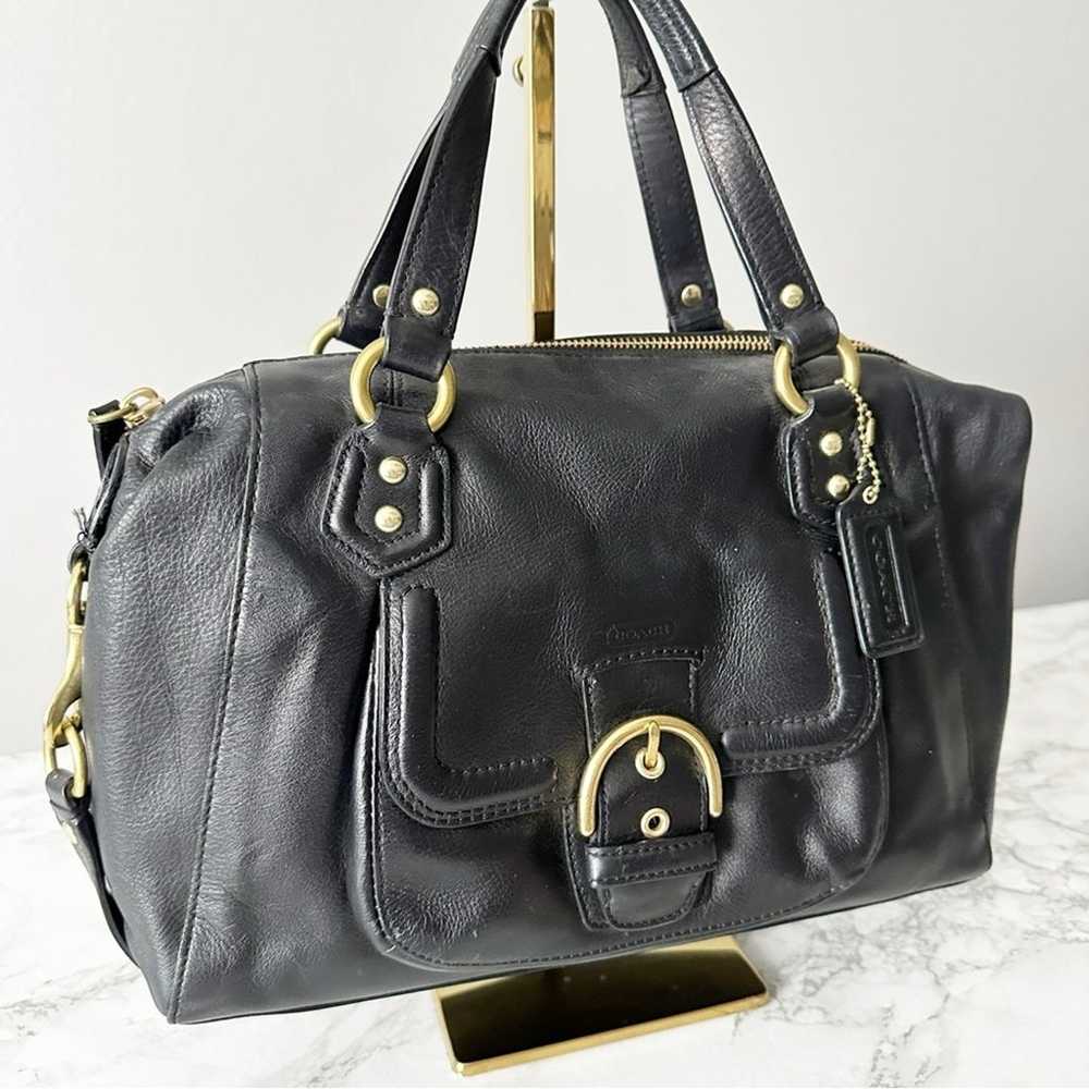 Coach Campbell Smooth Black Leather Satchel Conve… - image 2