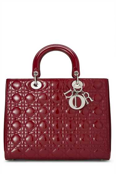 Red Cannage Patent Leather Lady Dior Large