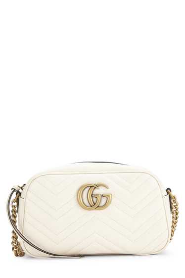 White Leather GG Marmont Crossbody Small