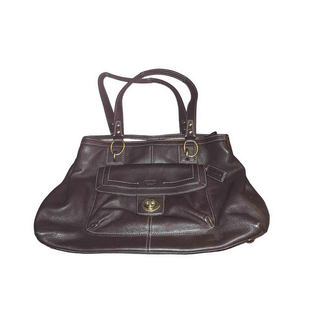Coach brown pebbled leather shoulder bag purse  f… - image 1