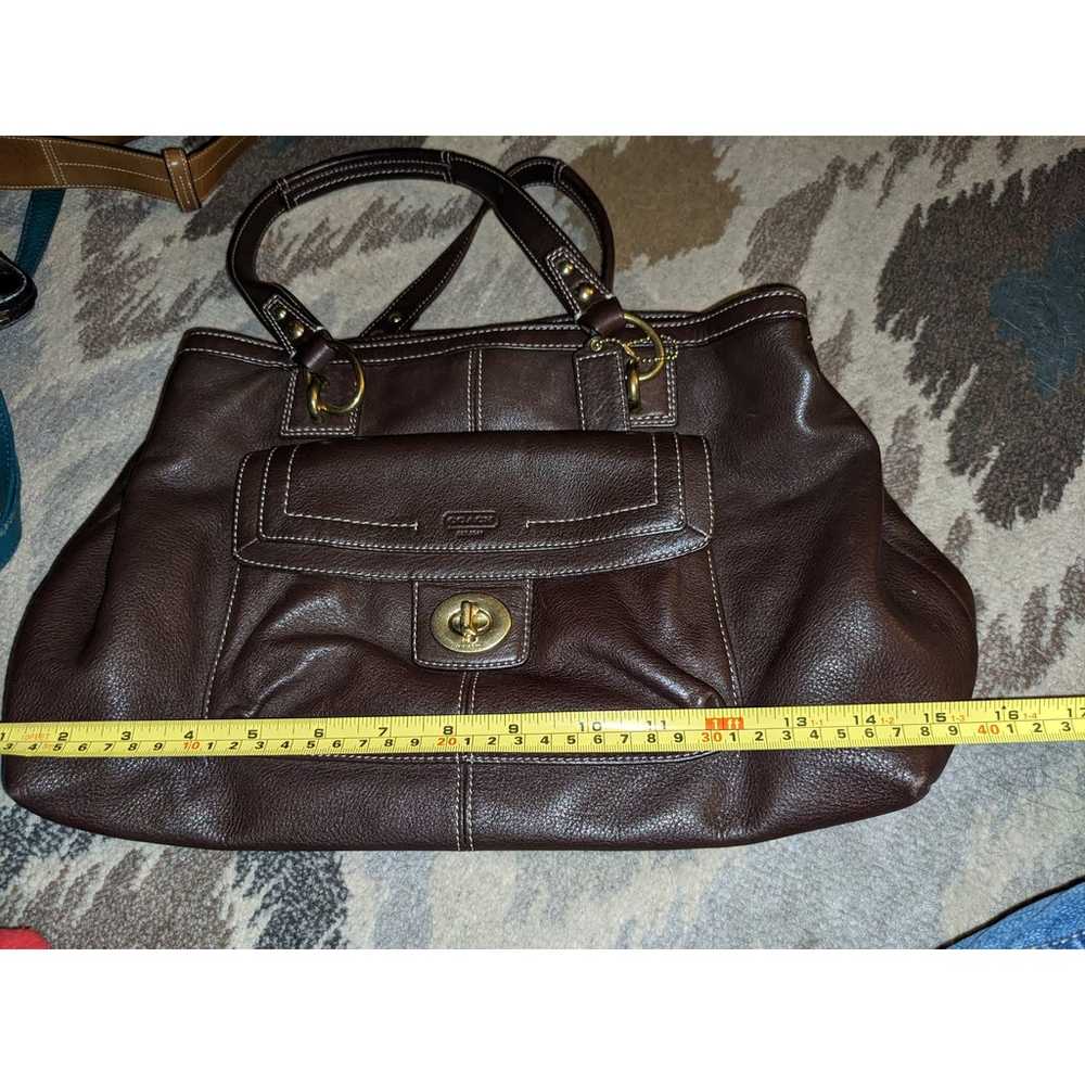 Coach brown pebbled leather shoulder bag purse  f… - image 4