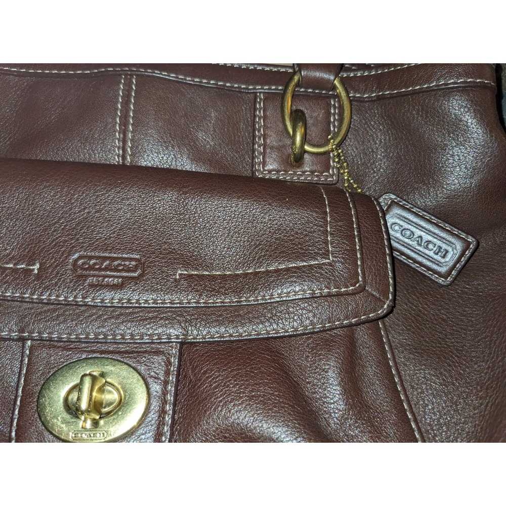 Coach brown pebbled leather shoulder bag purse  f… - image 5