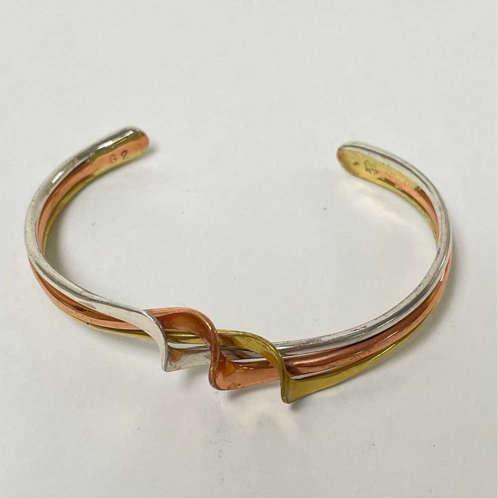 Tri-color Silver / Copper / Brass Modern Cuff Bra… - image 2