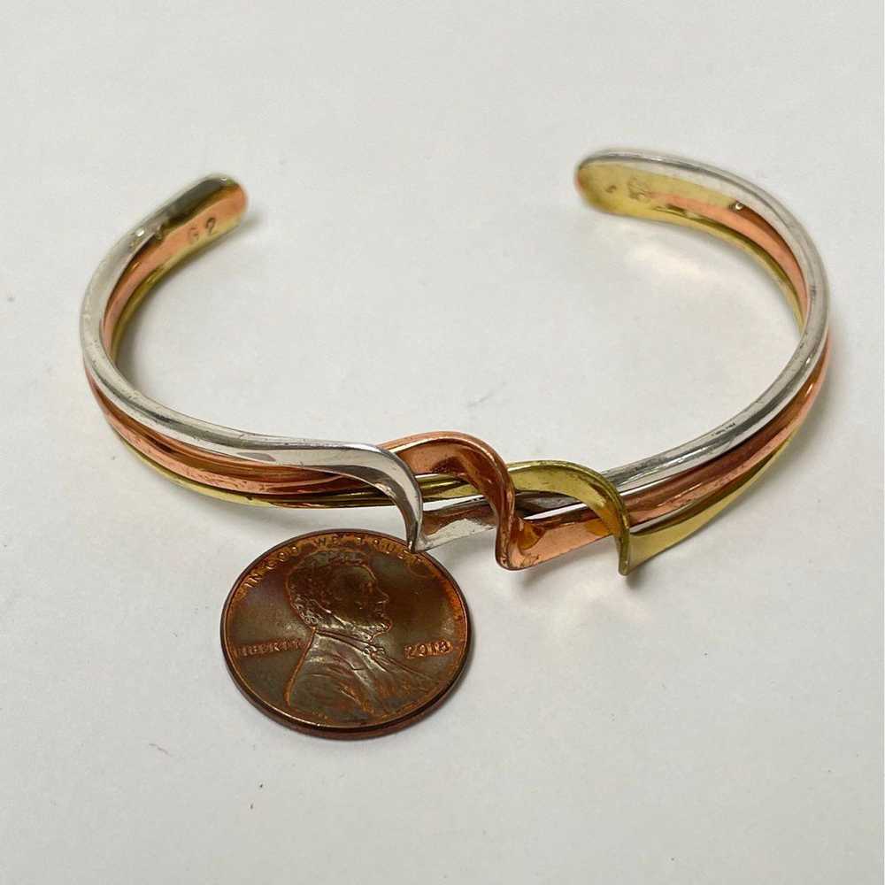 Tri-color Silver / Copper / Brass Modern Cuff Bra… - image 3