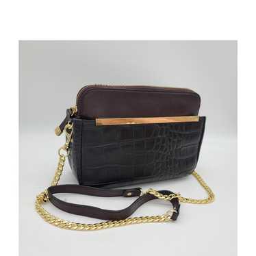 Antonio Melani Blk/Brn Croc Leather Crossbody Bag… - image 1