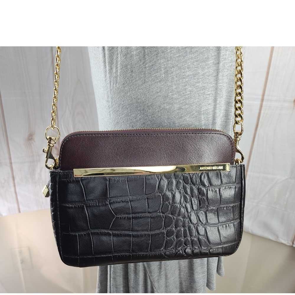 Antonio Melani Blk/Brn Croc Leather Crossbody Bag… - image 3
