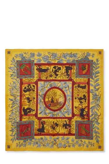 Yellow & Multicolor 'Kymbala' Silk Scarf 90