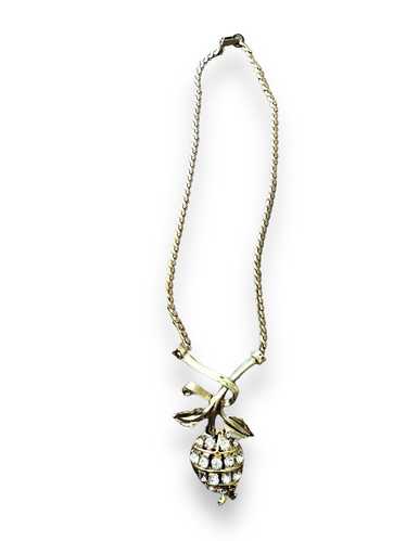 1990s Crystal Rose Gold Necklace - image 1