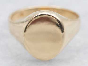 Gold Oval Top Signet Ring - image 1