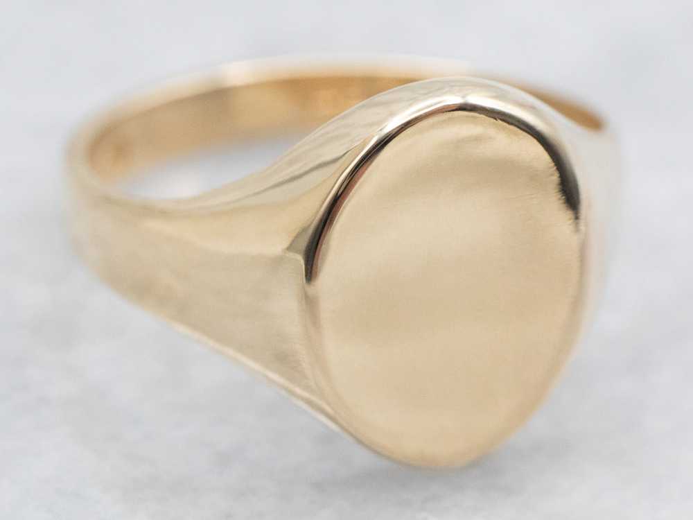 Gold Oval Top Signet Ring - image 2