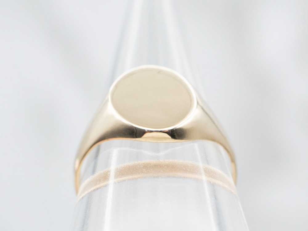 Gold Oval Top Signet Ring - image 3