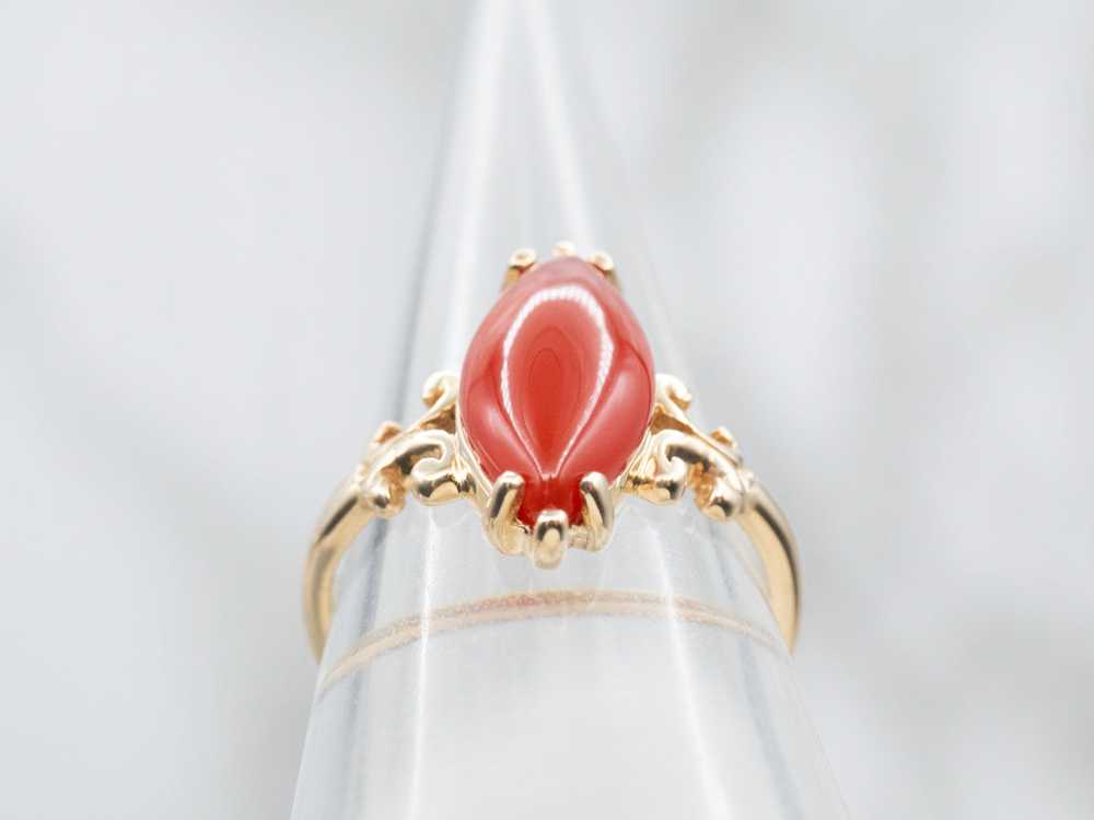 Vintage Marquise Cut Carnelian Solitaire Ring - image 3