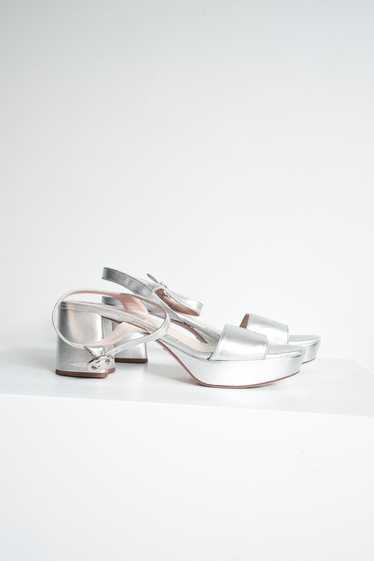 Silver Platform Block Heel Sandals