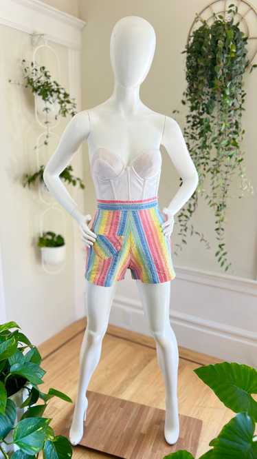 1940s 1950s Rainbow Striped Shorts | small