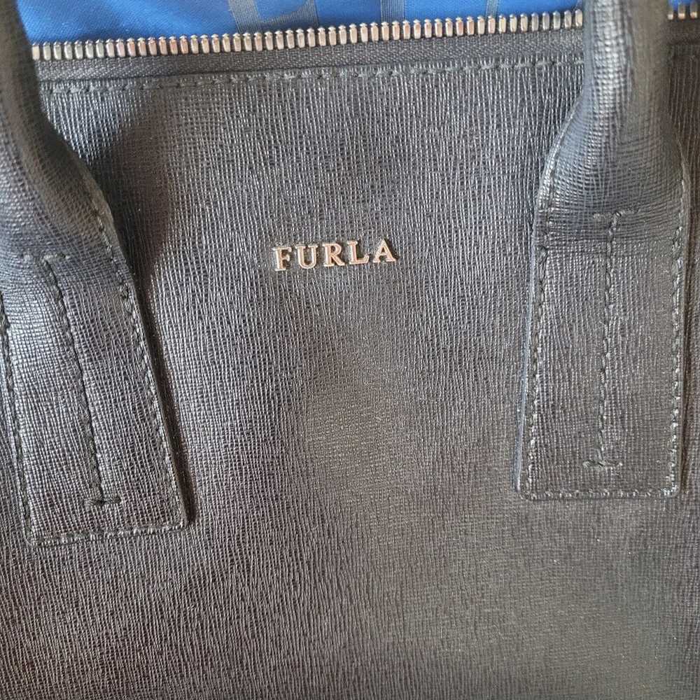 Furla Saffiano black leather satchel purse bag ha… - image 6
