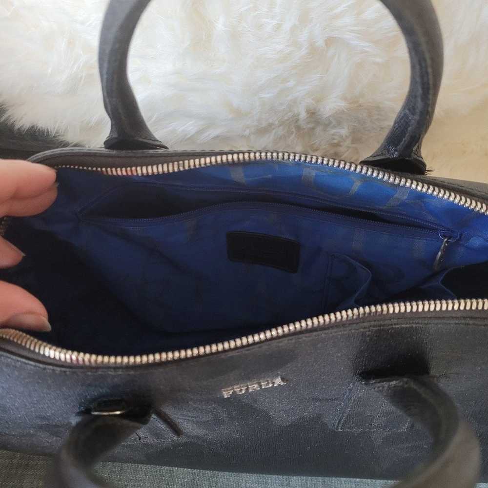 Furla Saffiano black leather satchel purse bag ha… - image 7