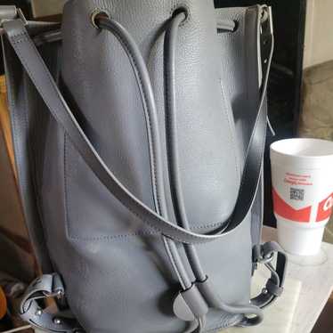 Allsaints Grey leather backpack purse