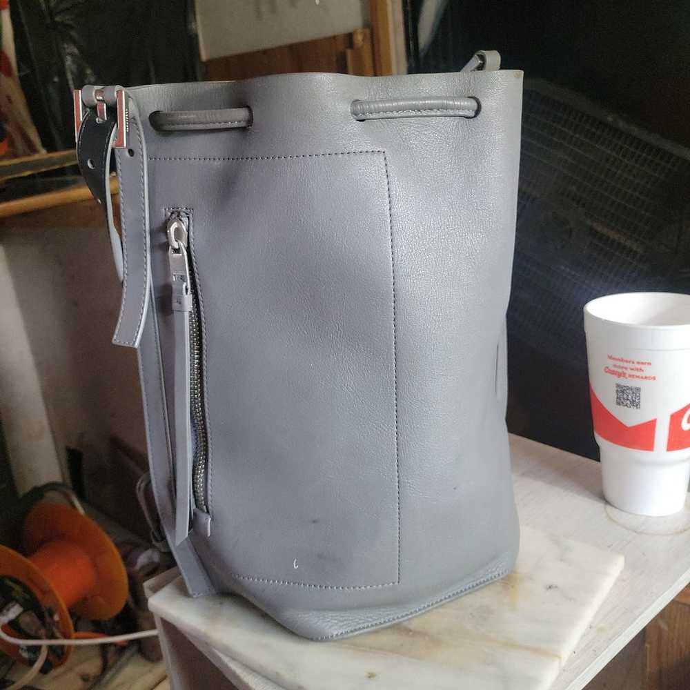 Allsaints Grey leather backpack purse - image 2