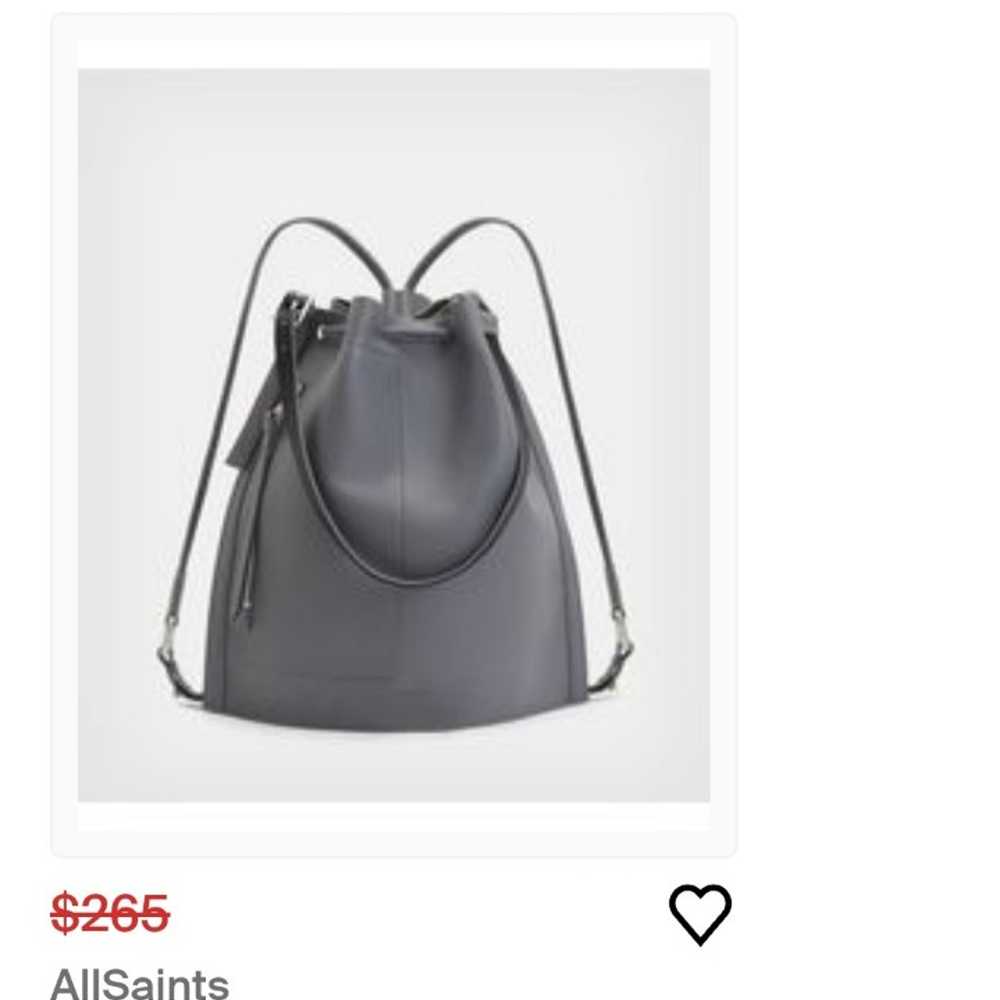Allsaints Grey leather backpack purse - image 3