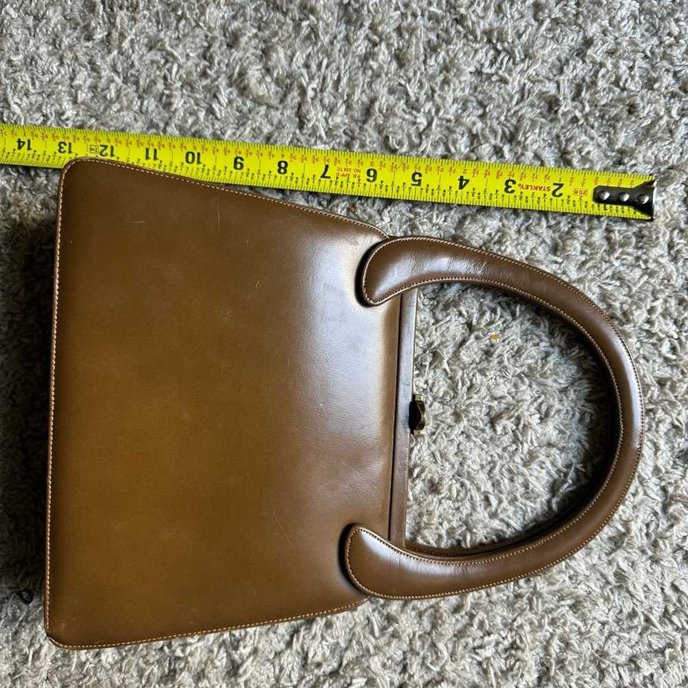 UNIQUE SHAPE 50s Vintage Brown Leather lined Hand… - image 10